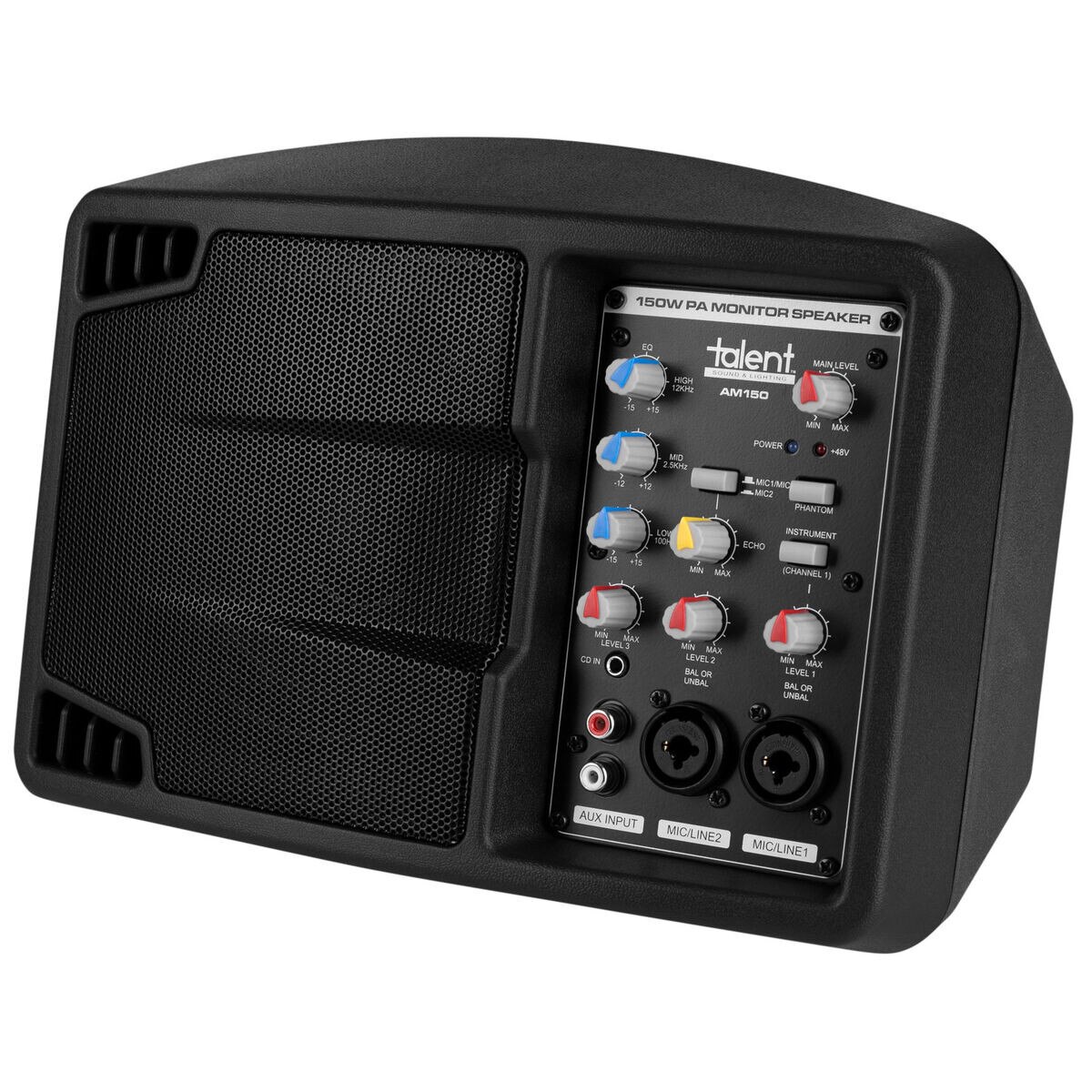 Talent AM150 Active PA Monitor Speaker 150W 3Ch Mixer with EQ and Echo